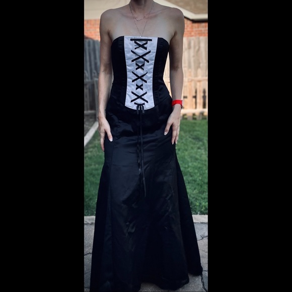 💛 Gunne Sax Black Corset Gown By Jessica McClintock Dress 2 - Picture 2 of 16